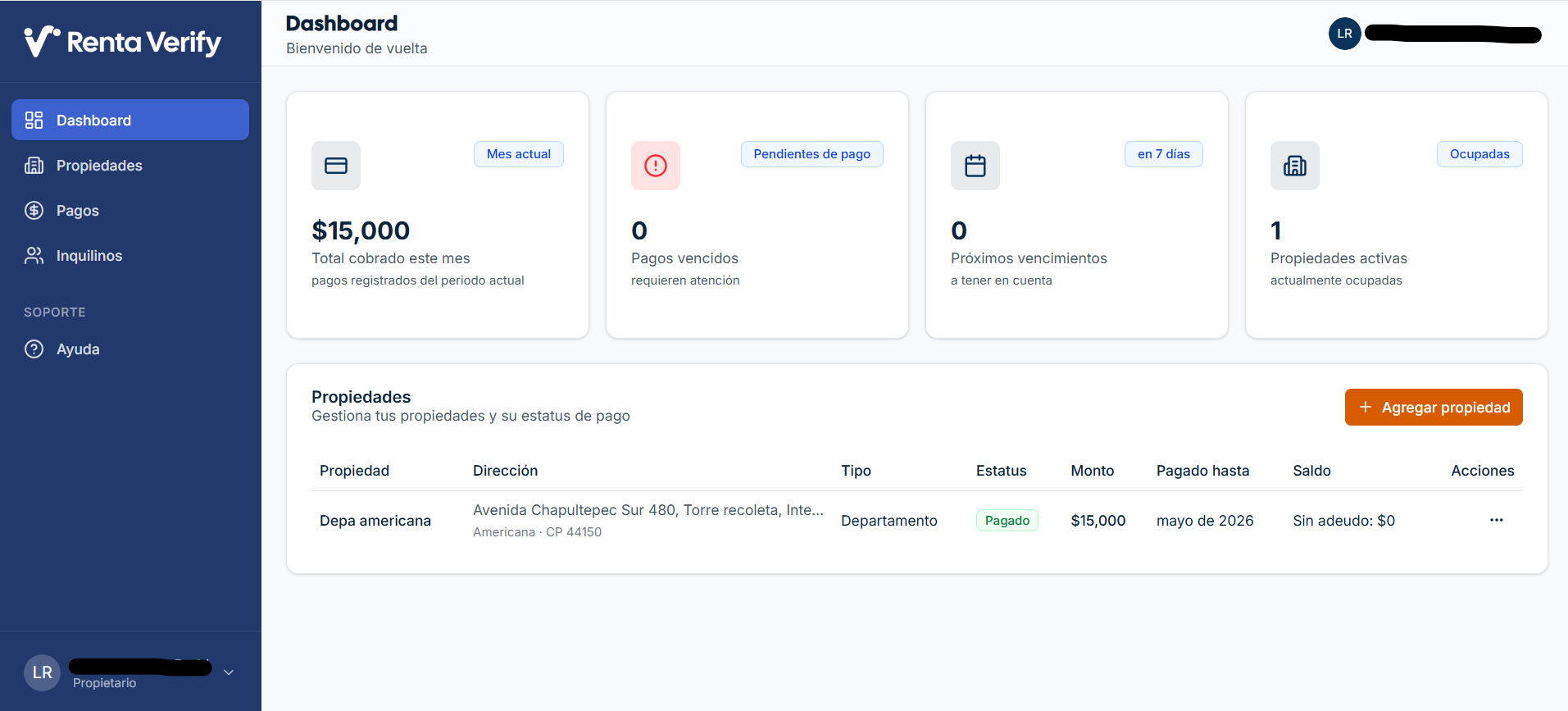 Screenshot de Renta Verify
